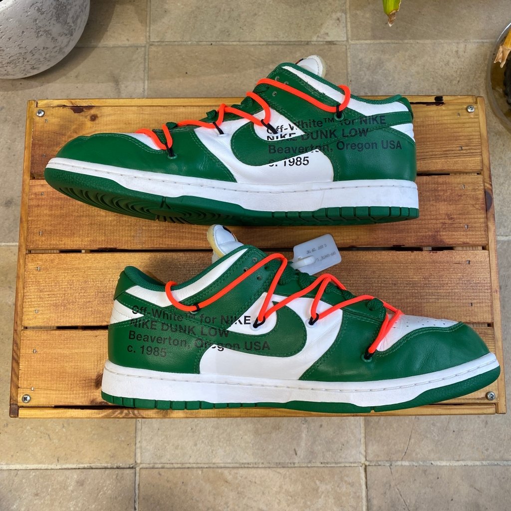 Nike x Off-White Dunk Low 'Pine Green', Mens 12, W13.5 - Banana Stand