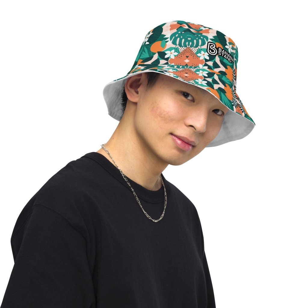 Orange Tropic Double-Sided Bucket Hat - Banana Stand