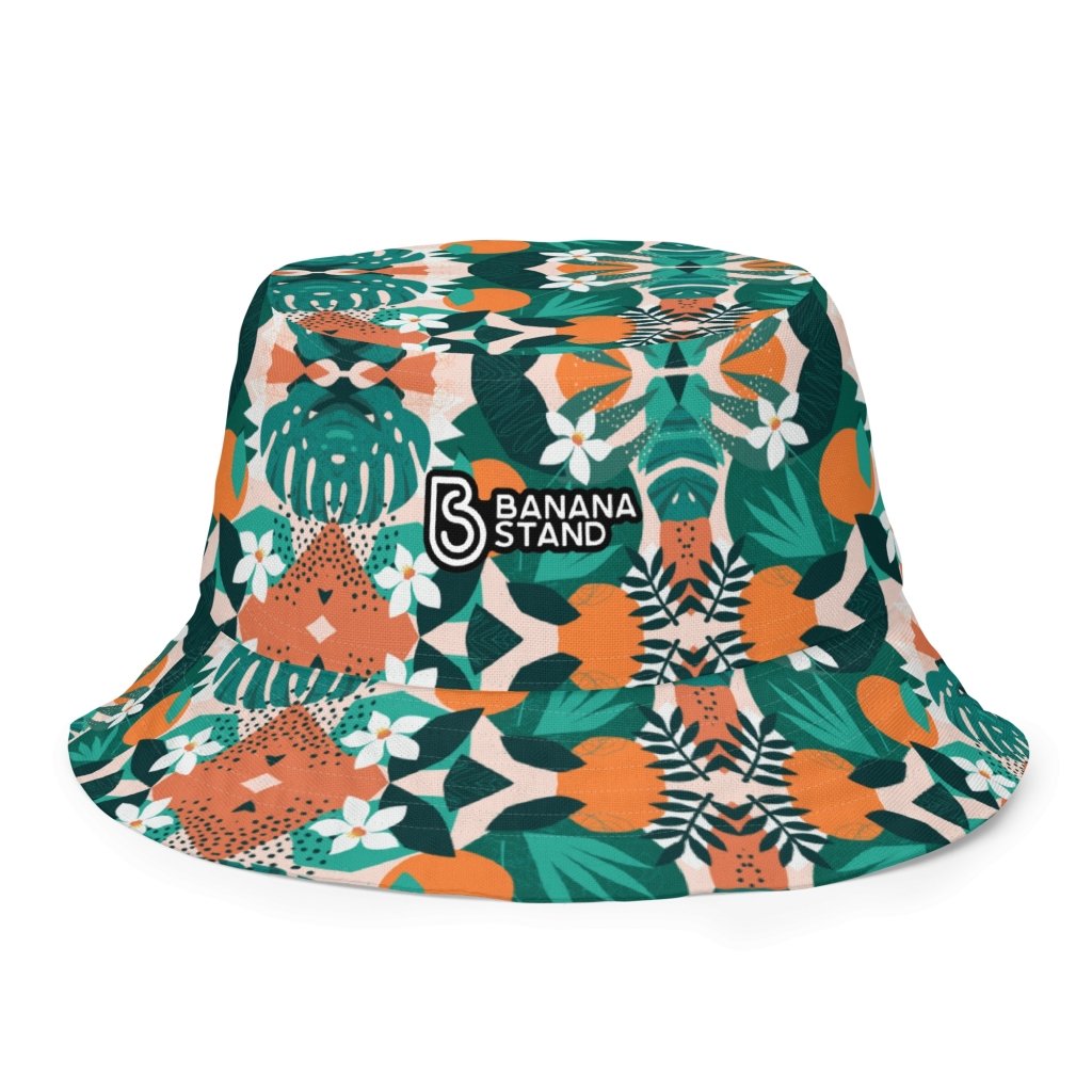 Orange Tropic Double-Sided Bucket Hat - Banana Stand