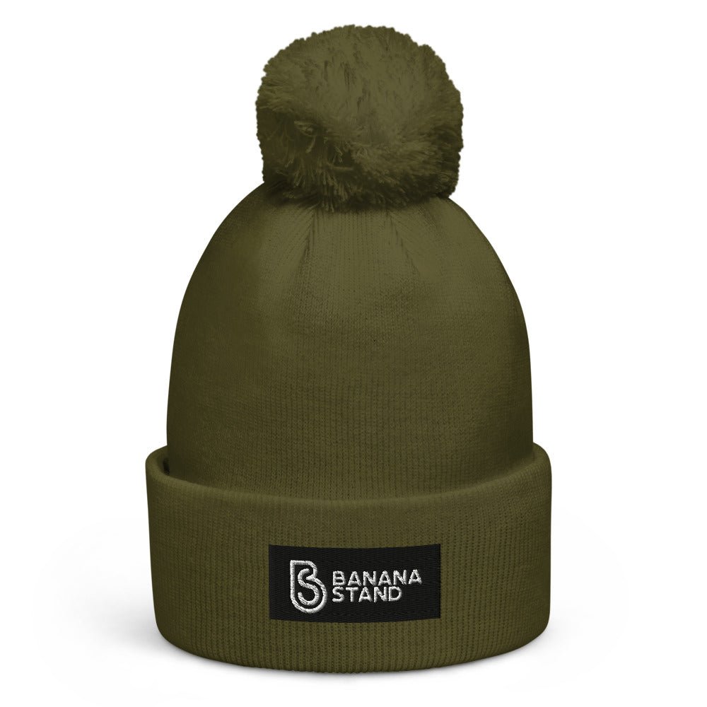 Pom-Pom Beanie, Box Logo Green - Banana Stand