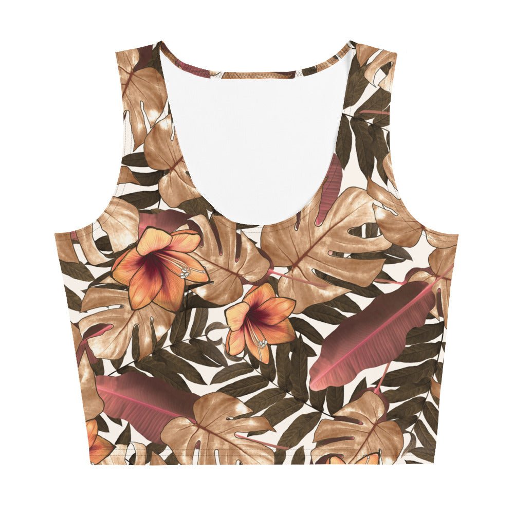 Tropical Fall Print Crop Tank Top - Banana Stand