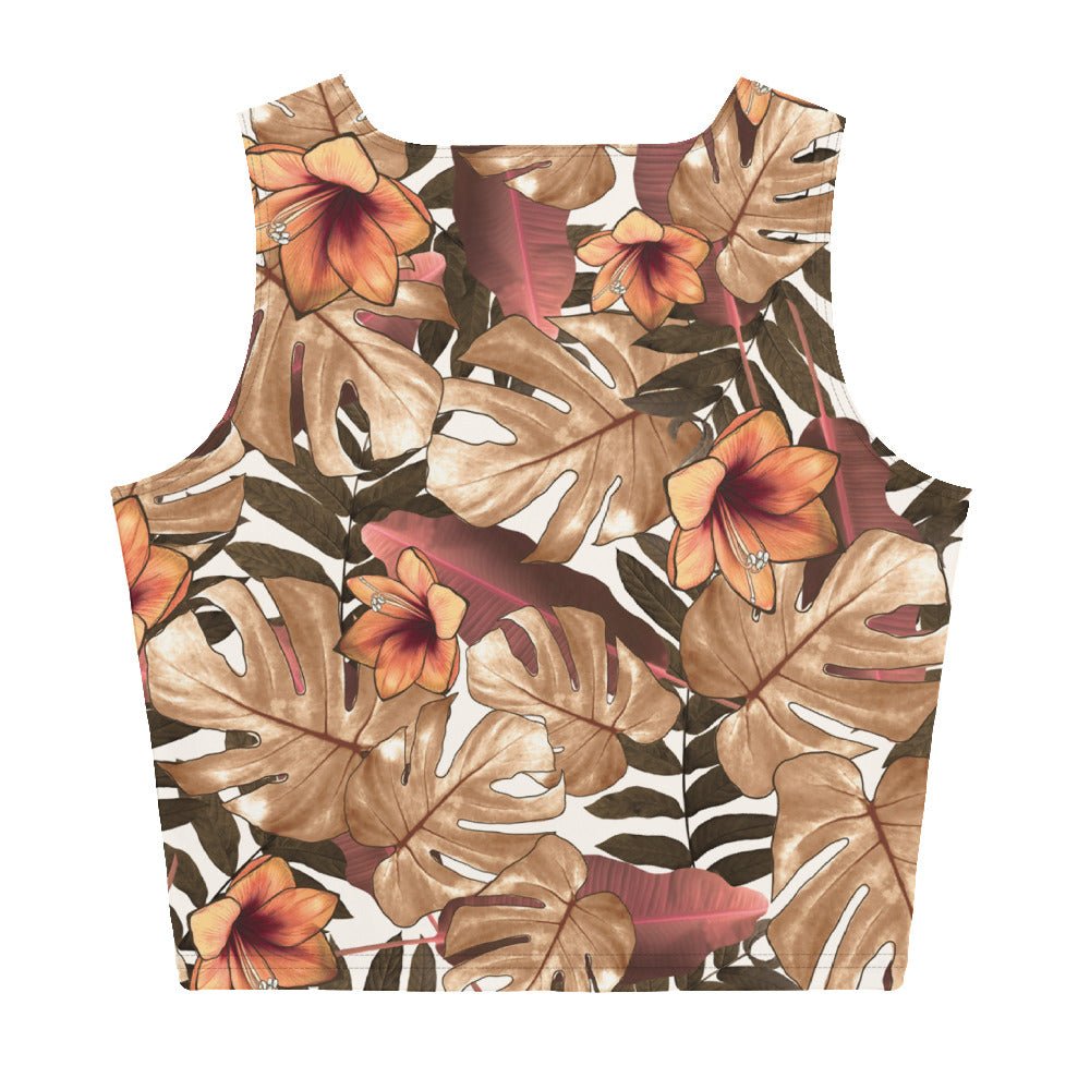 Tropical Fall Print Crop Tank Top - Banana Stand