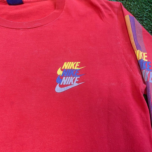 Vintage Nike 1985 Triple Swoosh Red Long Sleeve, M - Banana Stand
