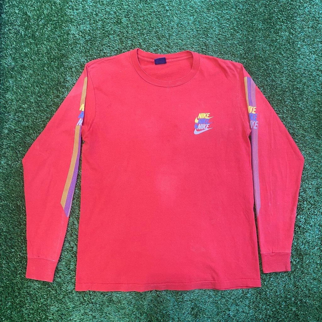 Vintage Nike 1985 Triple Swoosh Red Long Sleeve, M - Banana Stand